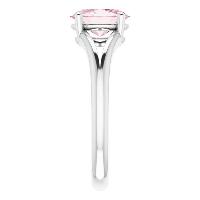 Platinum Oval Natural Pink Morganite Split-Shank Ring - view 4