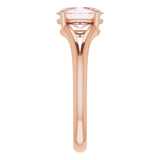 14K Gold Oval Natural Pink Morganite Split-Shank Ring - Rose Gold - view 4
