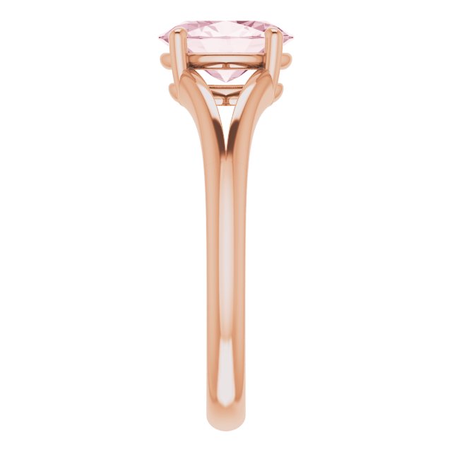 14K Gold Oval Natural Pink Morganite Split-Shank Ring - Rose Gold - view 4