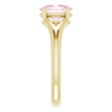 14K Gold Oval Natural Pink Morganite Split-Shank Ring - Yellow Gold - view 4