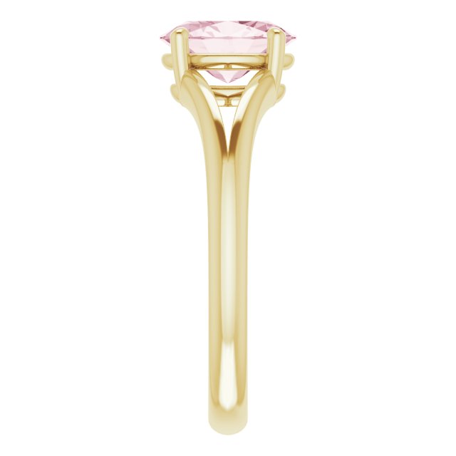 14K Gold Oval Natural Pink Morganite Split-Shank Ring - Yellow Gold - view 4