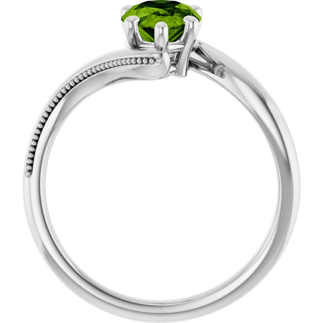 Platinum Pear Natural Peridot Solitaire Ring - view 2