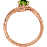 14K Gold Pear Natural Peridot Solitaire Ring – 9x6mm - Rose Gold - view 2