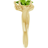 14K Gold Pear Natural Peridot Solitaire Ring – 9x6mm - Yellow Gold - view 4