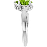 14K Gold Pear Natural Peridot Solitaire Ring – 9x6mm - White Gold - view 4