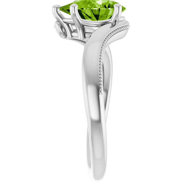 14K Gold Pear Natural Peridot Solitaire Ring – 9x6mm - White Gold - view 4
