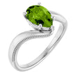 Platinum Pear Natural Peridot Solitaire Ring