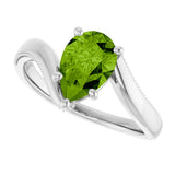 14K Gold Pear Natural Peridot Solitaire Ring – 9x6mm - White Gold - view 5