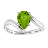 Platinum Pear Natural Peridot Solitaire Ring - view 3