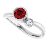 Platinum Round Natural Ruby Accented Bezel-Set Ring - view 10