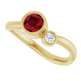 14K Gold Round Natural Ruby Accented Bezel-Set Ring - Yellow Gold - view 10