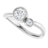 14K Gold Round Natural White Sapphire Accented Bezel-Set Ring - White Gold - view 10