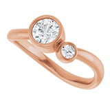 14K Gold Round Natural White Sapphire Accented Bezel-Set Ring - Rose Gold - view 10