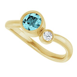 14K Gold Round Natural Blue Zircon Accented Bezel-Set Ring - Yellow Gold - view 10