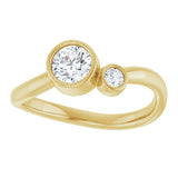 14K Gold Round Natural White Sapphire Accented Bezel-Set Ring - Yellow Gold - view 8