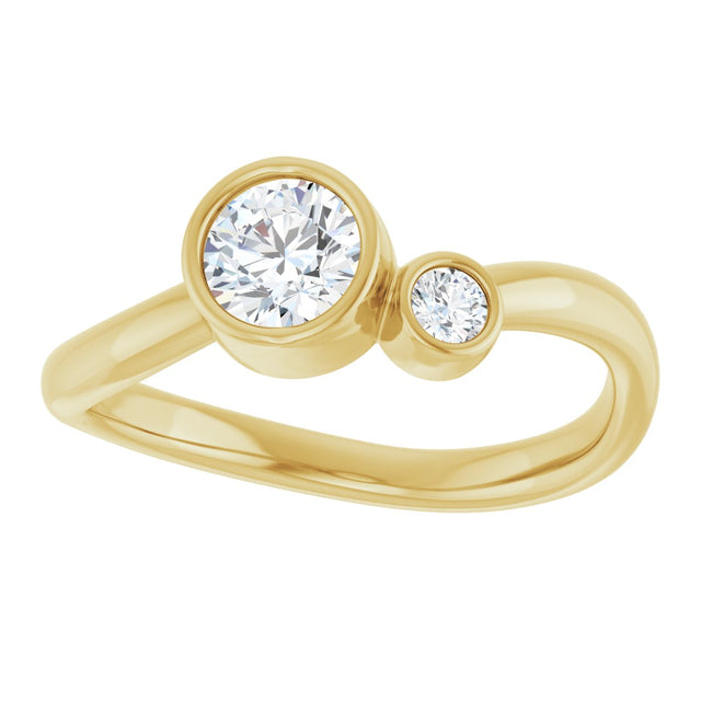 14K Gold Round Natural White Sapphire Accented Bezel-Set Ring - Yellow Gold - view 8