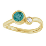 14K Gold Round Lab-Grown Alexandrite Accented Bezel-Set Ring - Yellow Gold - view 8