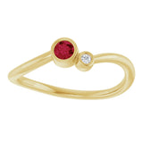 14K Gold Round Natural Ruby Accented Bezel-Set Ring - Yellow Gold - view 8