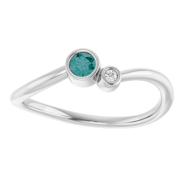 Platinum Round Lab-Grown Alexandrite Accented Bezel-Set Ring - view 8