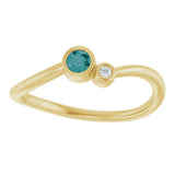 14K Gold Round Lab-Grown Alexandrite Accented Bezel-Set Ring - Yellow Gold - view 8