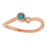 14K Gold Round Lab-Grown Alexandrite Accented Bezel-Set Ring - Rose Gold - view 8