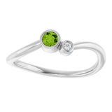Platinum Round Natural Peridot Accented Bezel-Set Ring - view 8