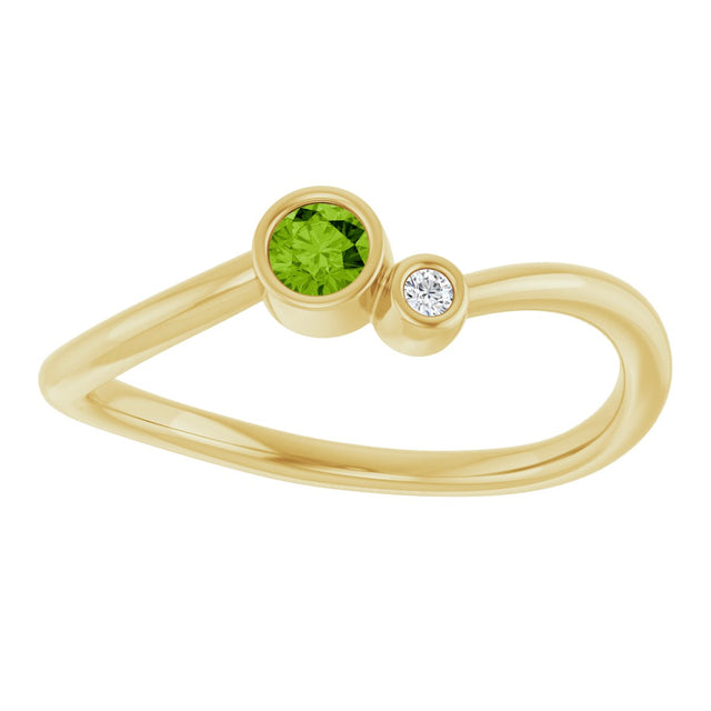 14K Gold Round Natural Peridot Accented Bezel-Set Ring - Yellow Gold - view 8