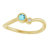 14K Gold Round Natural Blue Zircon Accented Bezel-Set Ring - Yellow Gold - view 8