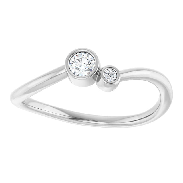 Platinum Round Natural Diamond Accented Bezel-Set Ring - view 8