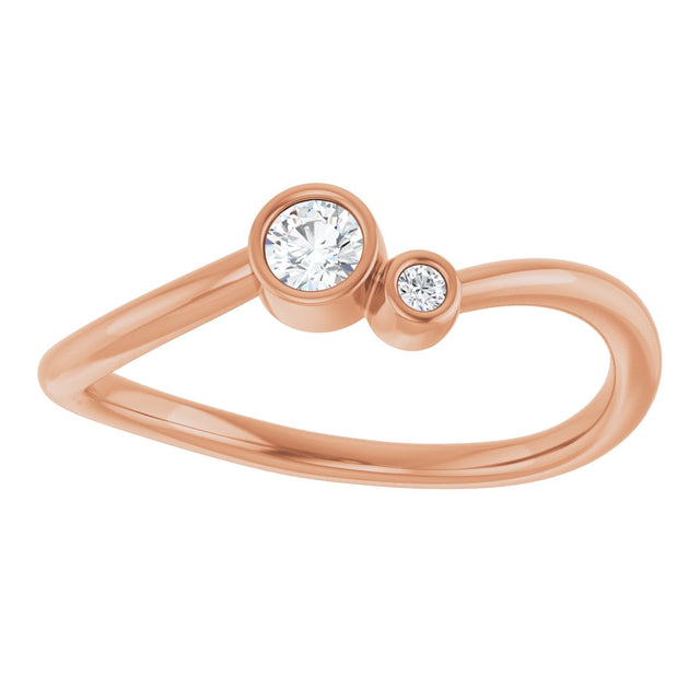 14K Gold Round Natural Diamond Accented Bezel-Set Ring - Rose Gold - view 8