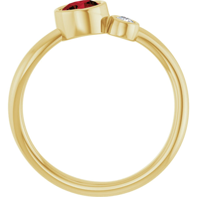 14K Gold Round Natural Mozambique Garnet Accented Bezel-Set Ring - Yellow Gold - view 7