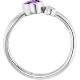 14K Gold Round Natural Amethyst Accented Bezel-Set Ring - White Gold - view 7
