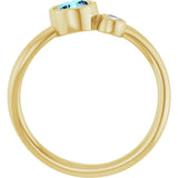 14K Gold Round Natural Aquamarine Accented Bezel-Set Ring - Yellow Gold - view 7
