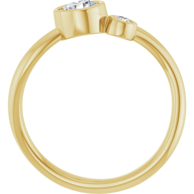14K Gold Round Natural White Sapphire Accented Bezel-Set Ring - Yellow Gold - view 7