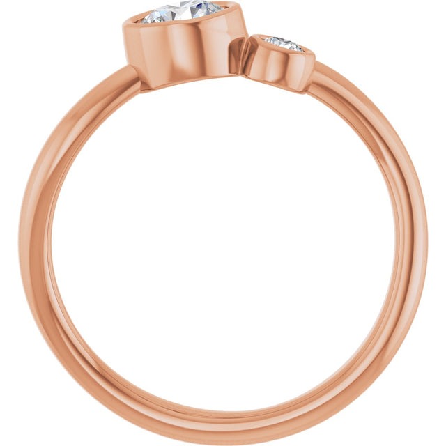 14K Gold Round Natural White Sapphire Accented Bezel-Set Ring - Rose Gold - view 7