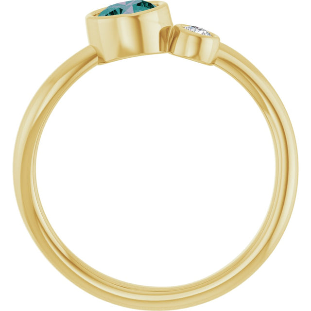 14K Gold Round Lab-Grown Alexandrite Accented Bezel-Set Ring - Yellow Gold - view 7
