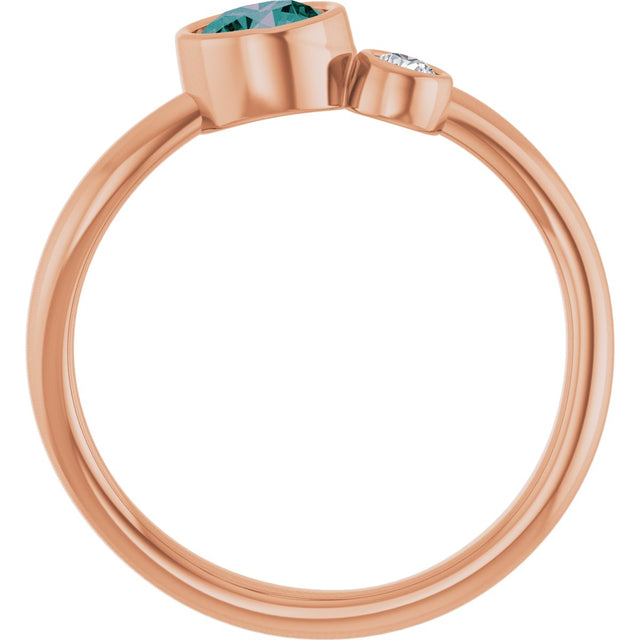 14K Gold Round Lab-Grown Alexandrite Accented Bezel-Set Ring - Rose Gold - view 7