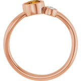 14K Gold Round Natural Citrine Accented Bezel-Set Ring - Rose Gold - view 7