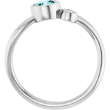 Platinum Round Natural Blue Zircon Accented Bezel-Set Ring - view 7