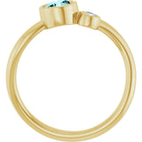 14K Gold Round Natural Blue Zircon Accented Bezel-Set Ring - Yellow Gold - view 7