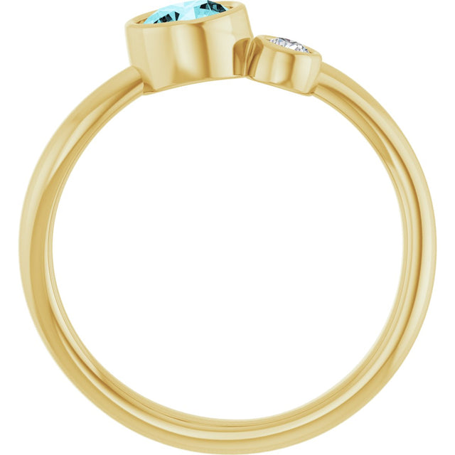14K Gold Round Natural Blue Zircon Accented Bezel-Set Ring - Yellow Gold - view 7