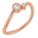 14K Gold Round Natural Diamond Accented Bezel-Set Ring - Rose Gold - view 6