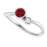 Platinum Round Natural Ruby Accented Bezel-Set Ring - view 10
