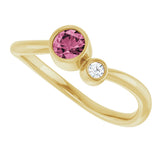 14K Gold Round Natural Pink Tourmaline Accented Bezel-Set Ring - Yellow Gold - view 10