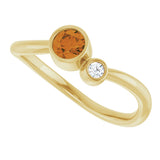 14K Gold Round Natural Citrine Accented Bezel-Set Ring - Yellow Gold - view 10