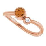 14K Gold Round Natural Citrine Accented Bezel-Set Ring - Rose Gold - view 10