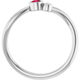 14K Gold Round Natural Ruby Accented Bezel-Set Ring - White Gold - view 7