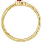 14K Gold Round Lab-Grown Ruby Accented Bezel-Set Ring - Yellow Gold - view 7