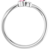 14K Gold Round Natural Pink Tourmaline Accented Bezel-Set Ring - White Gold - view 7