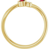 14K Gold Round Natural Mozambique Garnet Accented Bezel-Set Ring - Yellow Gold - view 7